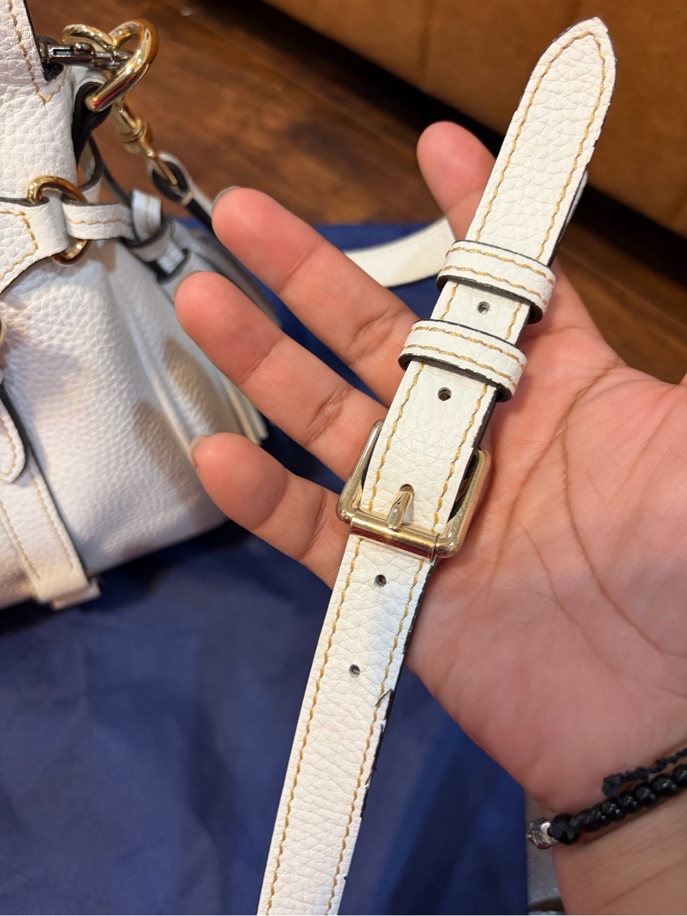 Dooney & Bourke White Pebble Leather Satchel with Gold Hardware - Picture 14 of 14